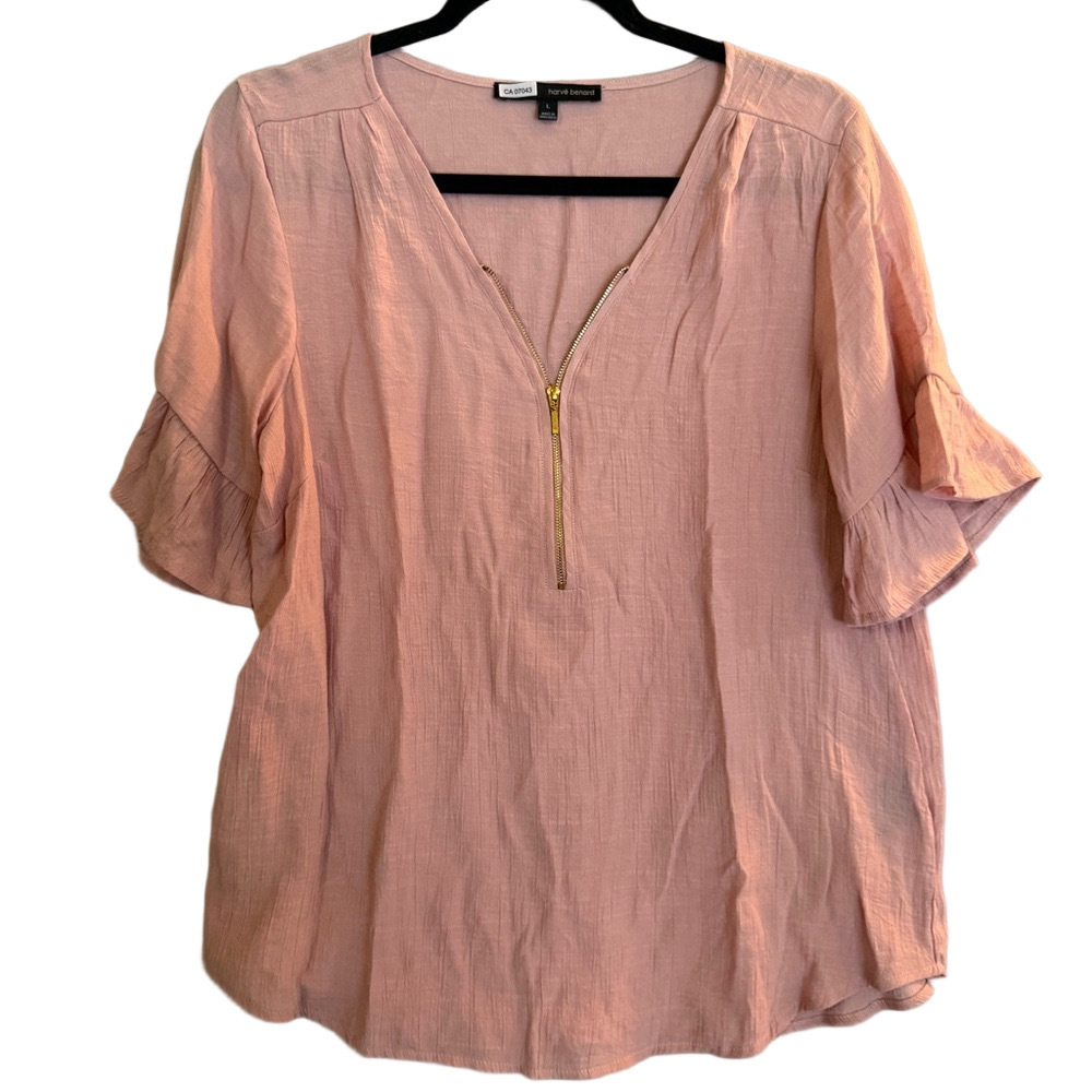 Harve Benard Blush Pink Blouse Gold‎ Zipper Large